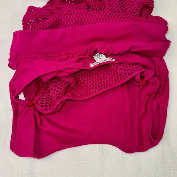 VTG 80s Off-Shoulder Top Hot Pink Women's Medium Workout Retro Y2K Barbie Party - Picture 12 of 16